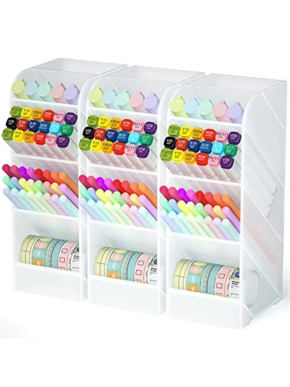 Asten Pen Holder, Pencil Holder for Desk, Pen Organizer (Clear, 3 Pack) |